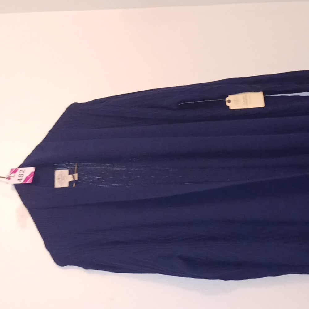 #482 STJOHN'S BAY WOMEN CARDIGAN AMERICAN NAVY SMALL pit to pit 23 inches - Picture 2 of 7